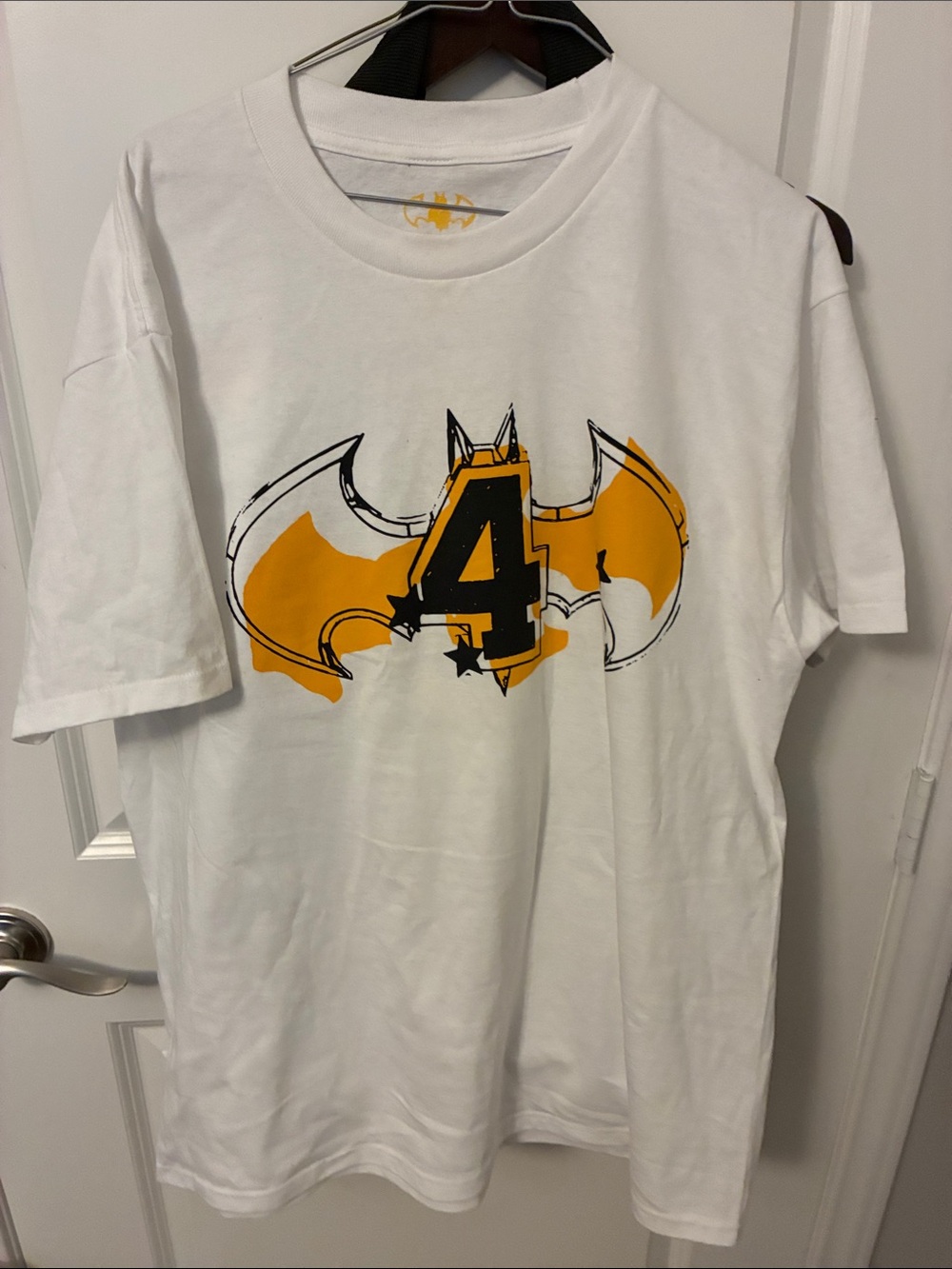 4Batz White Short-Sleeve Graphic Tee with Yellow & Black Number 4